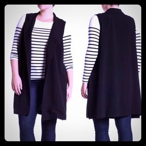 Notch Lapel Longline Vest (Plus Size)